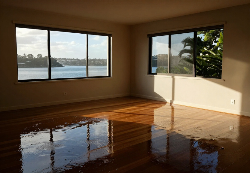 Flooded living room in a Dulwich Hill home before restoration